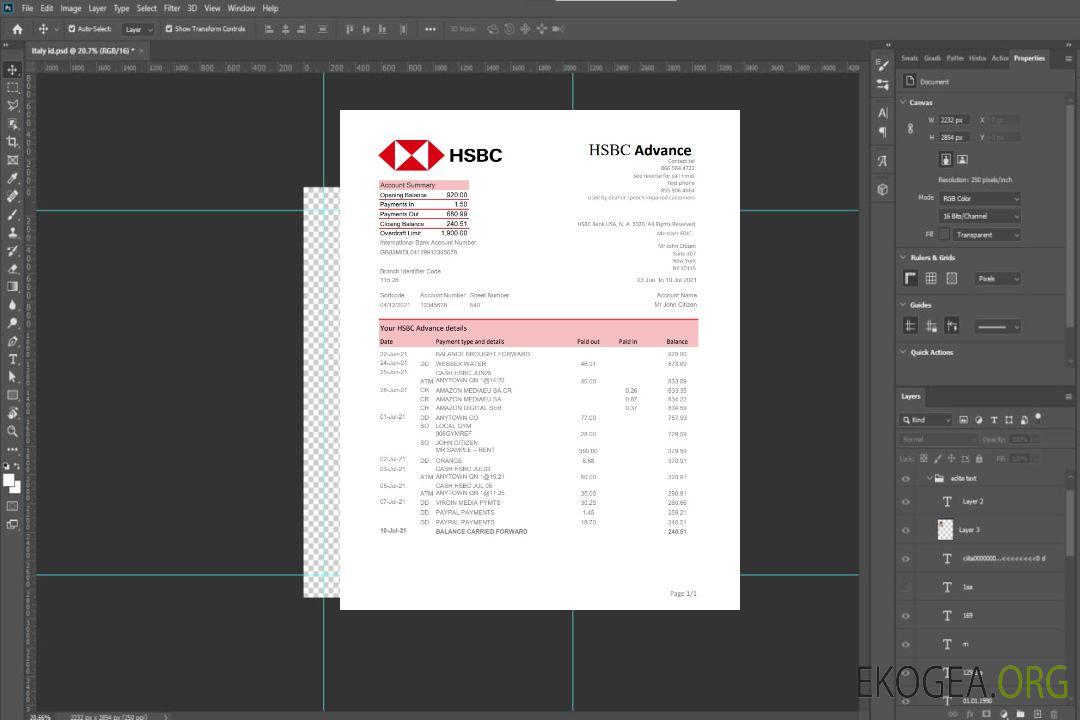États-Unis HSBC excel pdf template